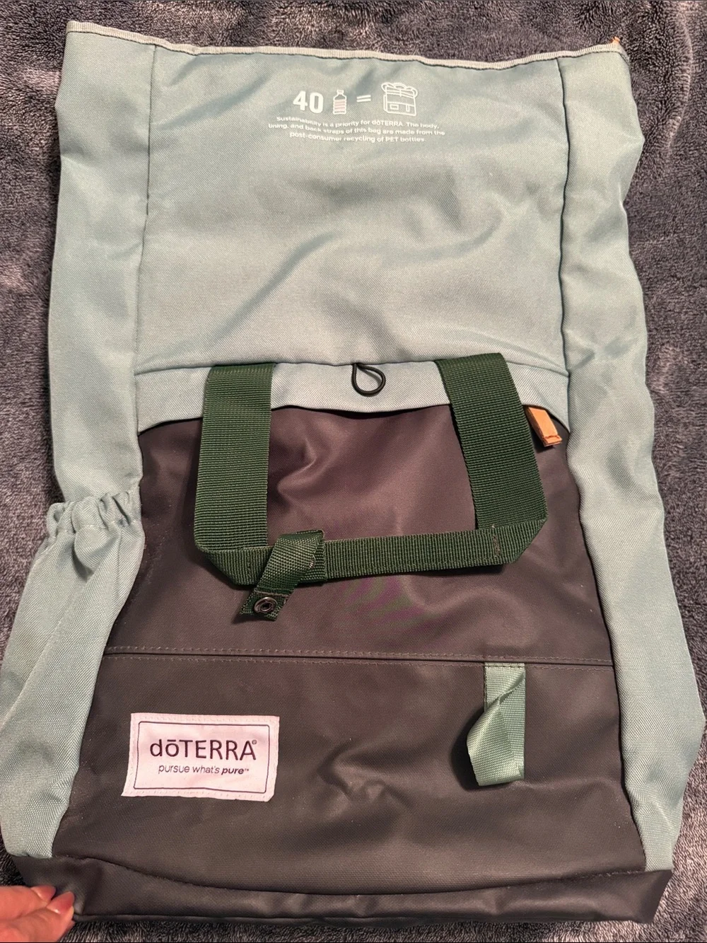 Doterra Green Two-Tone Roll-Top Backpack